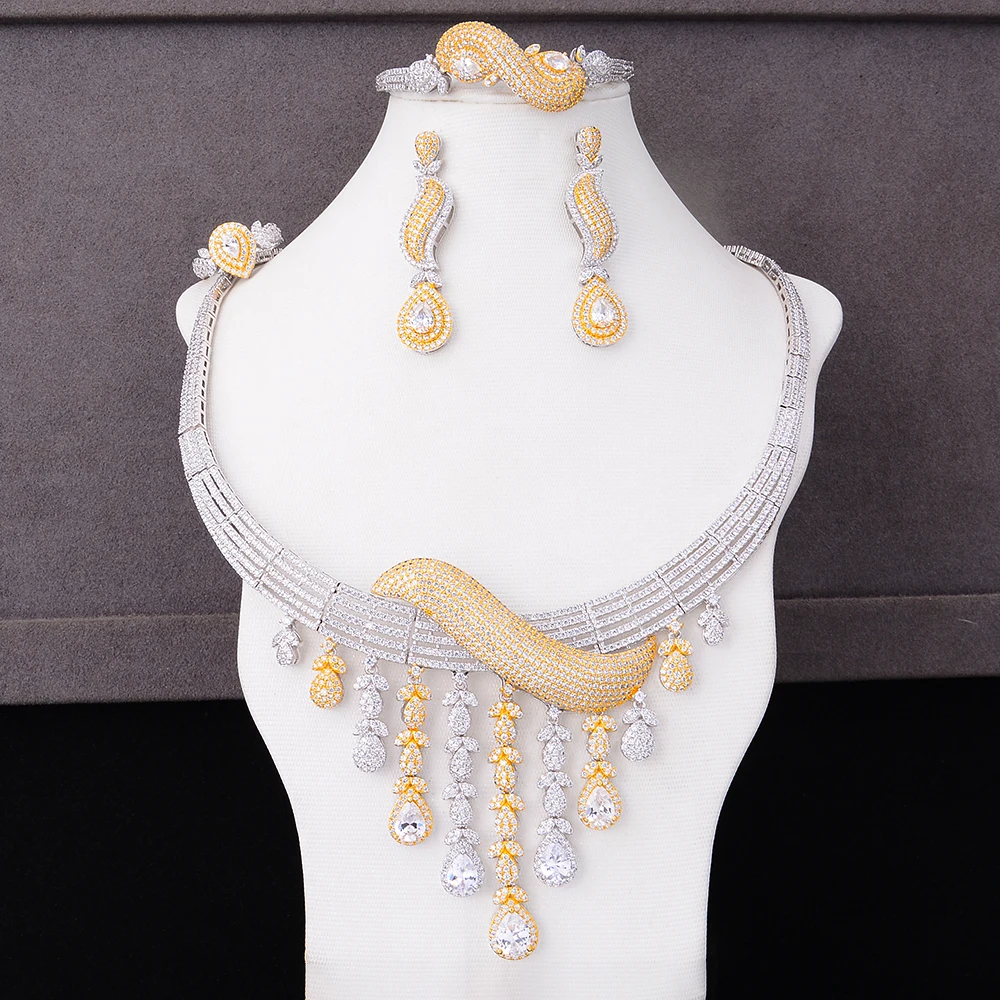 GODKI Luxury Party Tassels 4PCS Nigerian Jewelry Set For Women Wedding Zircon Indian African Bridal Jewelry Set 2018
GODKI Luxury Party Tassels 4PCS Nigerian Jewelry Set For Women Wedding Zircon Indian African Bridal Jewelry Set 2018