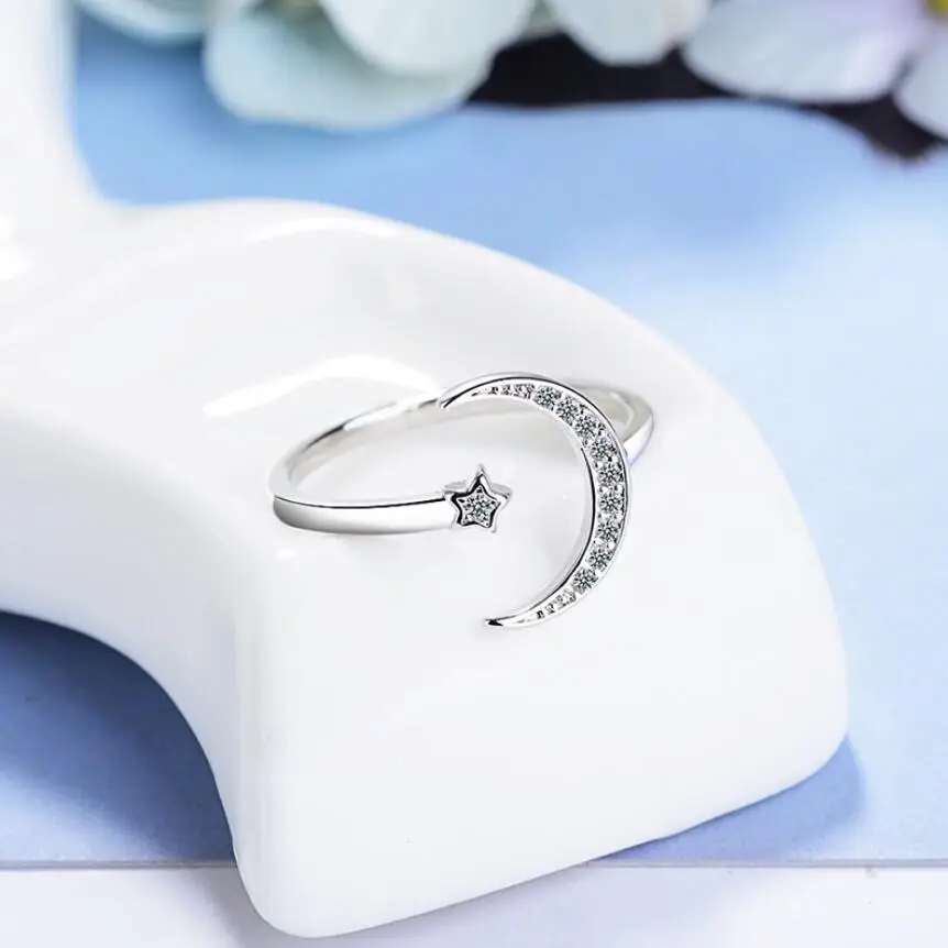 New Net Hot Simple Moon stars Opening Rings For Women 925 Sterling Silver Jewelry Accessories Trend Party Gift Anillos SAR54
New Net Hot Simple Moon stars Opening Rings For Women 925 Sterling Silver Jewelry Accessories Trend Party Gift Anillos SAR54