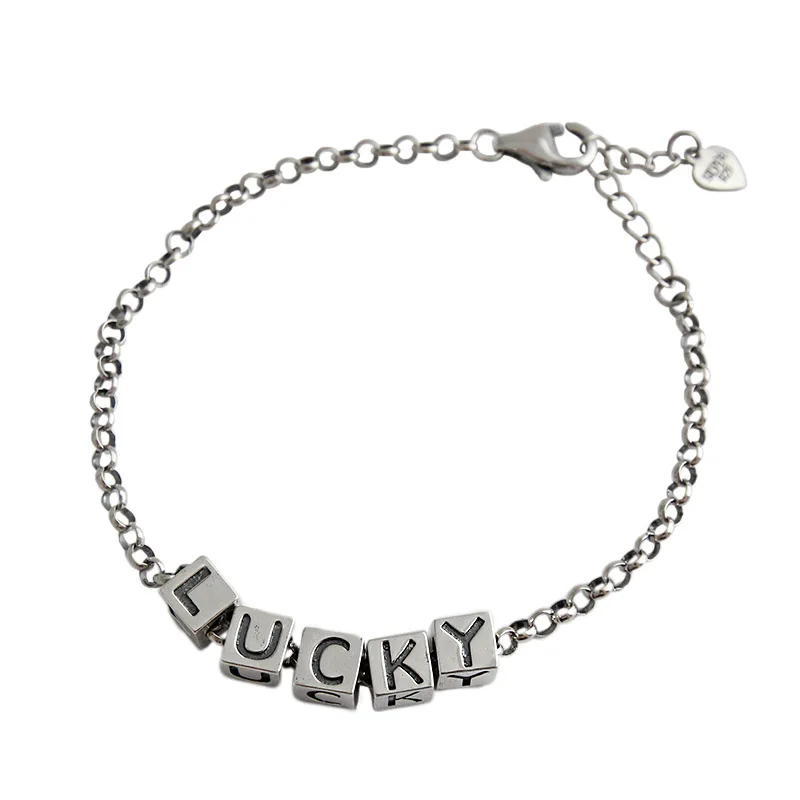 100% S925 Sterling Silver Lucky English alphabet geometric square female bracelet Bangle silver chain ornaments
100% S925 Sterling Silver Lucky English alphabet geometric square female bracelet Bangle silver chain ornaments