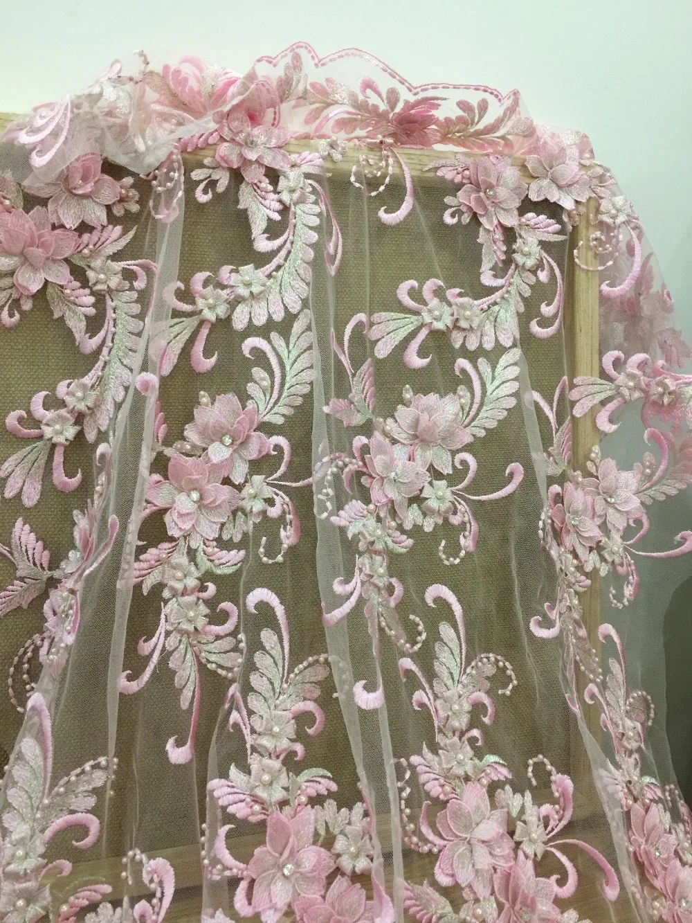 Lux 3D Pearl Beaded Blossom Floral Embroidery Lace Fabric in Pink Blue by Yard , Haute Couture Bridal Wedding Gown Fabric
Lux 3D Pearl Beaded Blossom Floral Embroidery Lace Fabric in Pink Blue by Yard , Haute Couture Bridal Wedding Gown Fabric