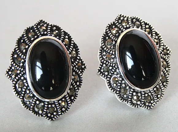 VINTAGE 925 NATURAL BLACK Natural Stone MARCASITE EARRINGS 1" Natural bread big earringsWomen Party, Factory wholesale price
VINTAGE 925 NATURAL BLACK Natural Stone MARCASITE EARRINGS 1" Natural bread big earringsWomen Party, Factory wholesale price