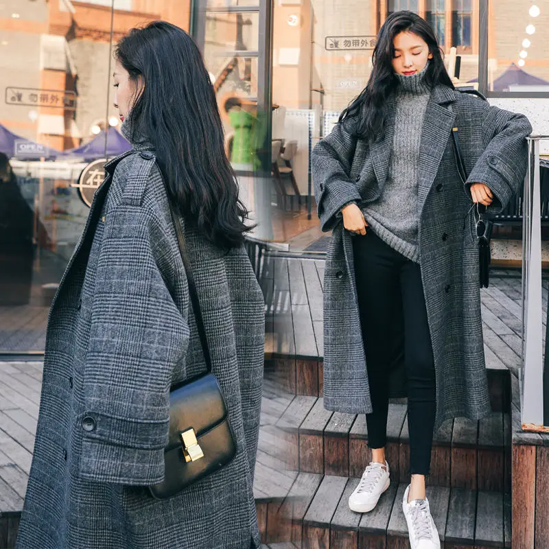 Plaid Woolen Coat Women Autumn Coat Korean Version Loose Long Jacket 2019 Winter New Over The Knee Wool Coat
Plaid Woolen Coat Women Autumn Coat Korean Version Loose Long Jacket 2019 Winter New Over The Knee Wool Coat