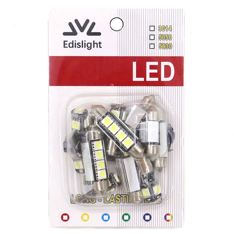 

Edislight 18Pcs No Error White Canbus LED Lamp Car Bulbs Interior Package Kit For 2005-2011 Audi A6 C6 Map Dome Door Plate Light