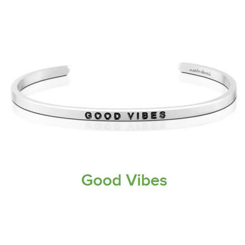 68MM Silver Cuff Bangle GOOD VIBES Inspirational Bangle 316L Stainless Steel Cuff Bracelet For Women Men 10PCS
68MM Silver Cuff Bangle GOOD VIBES Inspirational Bangle 316L Stainless Steel Cuff Bracelet For Women Men 10PCS