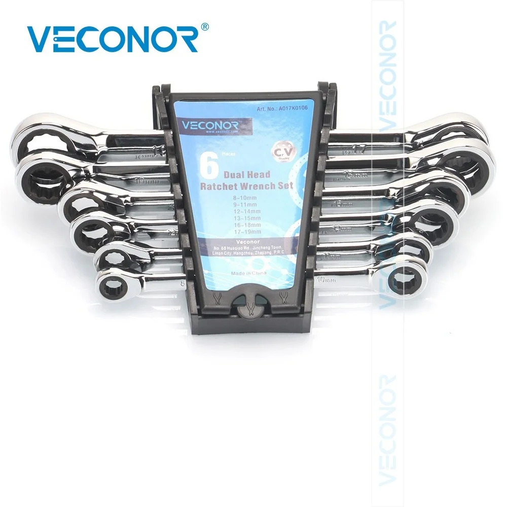 8x10-17x19mm Ratchet Wrench Set Dual Head 72T Set of Ratcheting Spanners Full Polish With Plastic Inserted-design Rack Pack
8x10-17x19mm Ratchet Wrench Set Dual Head 72T Set of Ratcheting Spanners Full Polish With Plastic Inserted-design Rack Pack