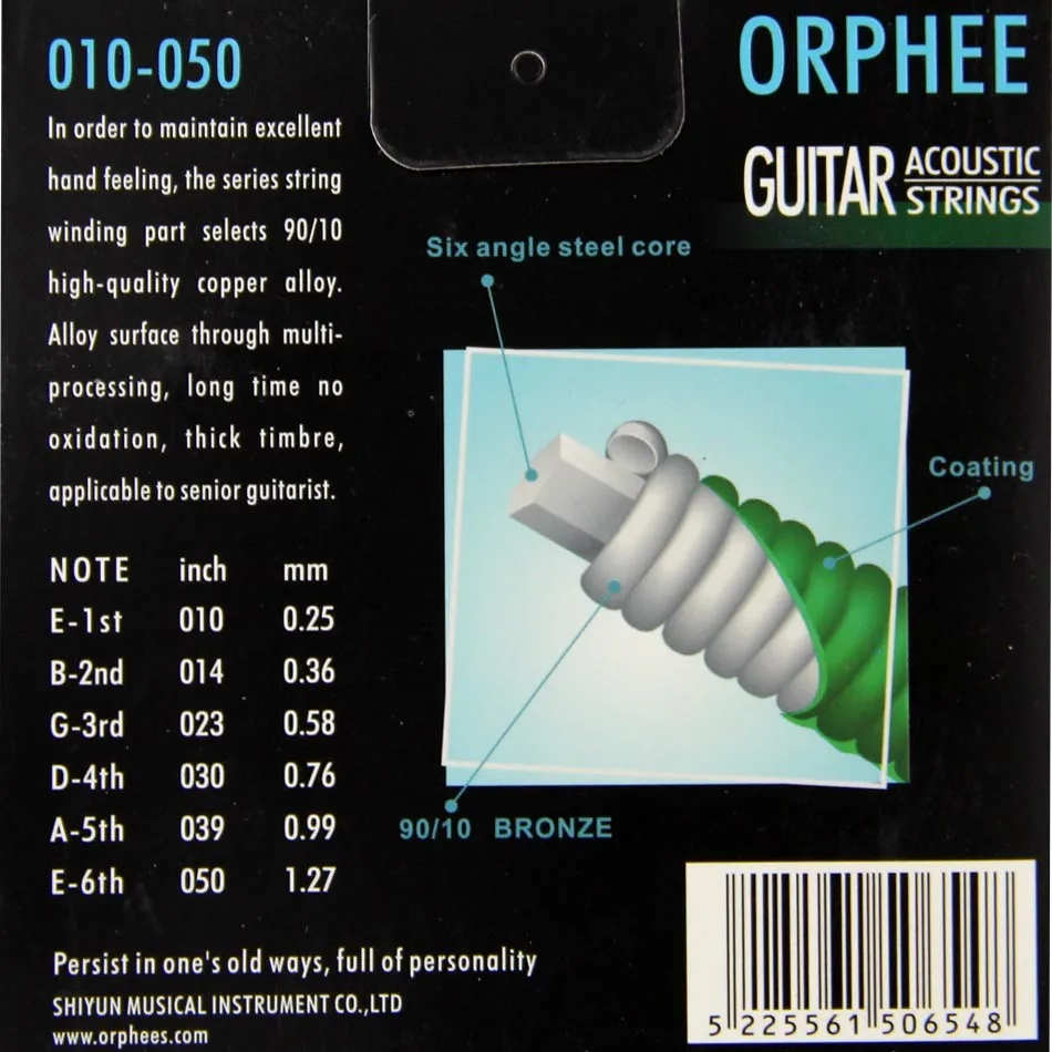 Orphee RA-37H high-quality acoustic guitar strings 90/10 bronze string copper alloy string extra light guitar stings 6pcs/set
Orphee RA-37H high-quality acoustic guitar strings 90/10 bronze string copper alloy string extra light guitar stings 6pcs/set