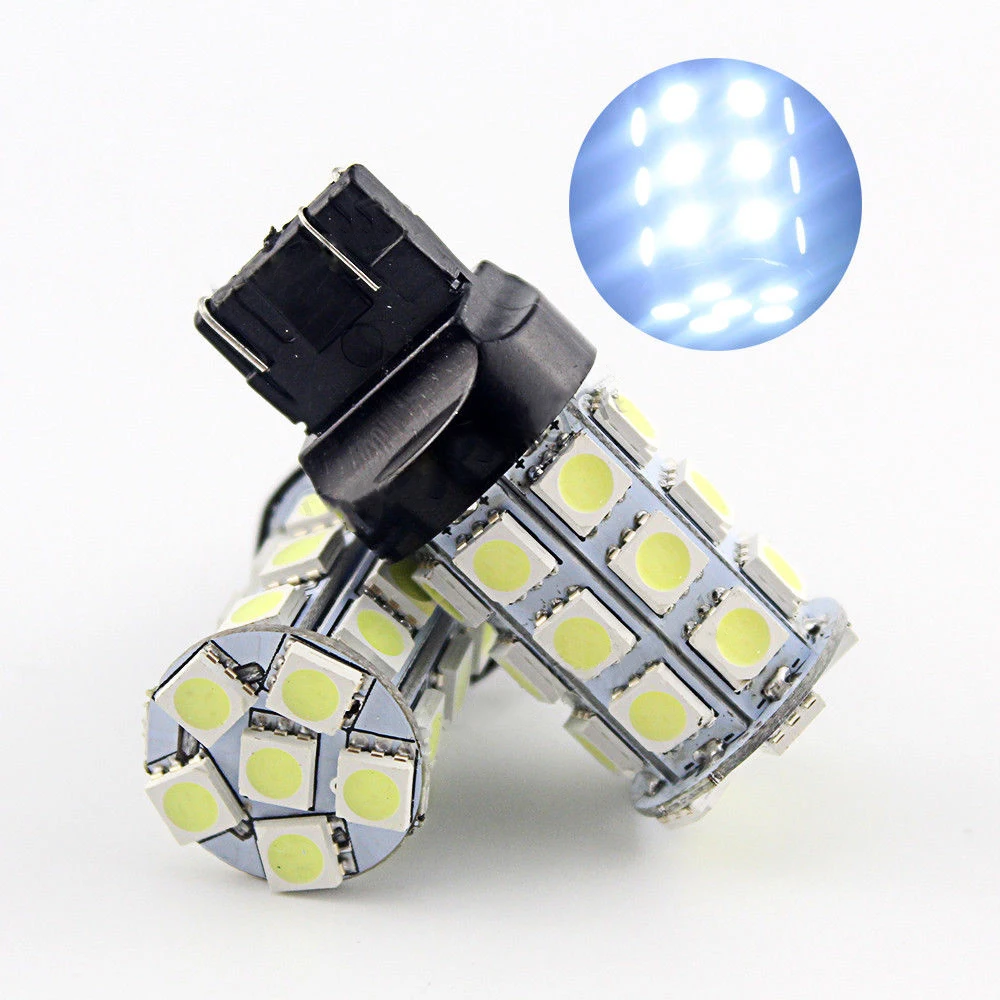 2pcs/lot T20 LED Bulbs W21W 27 SMD 5050 Daytime Running Lights Reverse Driving Signal Lamps 7440 7441 992 992A | Автомобили и