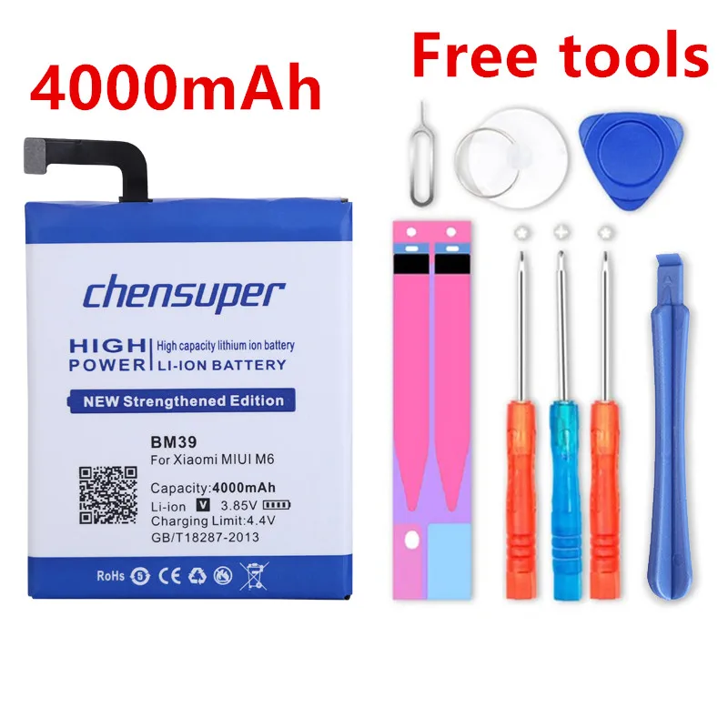 chensuper BM39 4000mAh Battery for Xiaomi MIUI M6 Mi 6 Mi6 Batteries within tracking number
chensuper BM39 4000mAh Battery for Xiaomi MIUI M6 Mi 6 Mi6 Batteries within tracking number