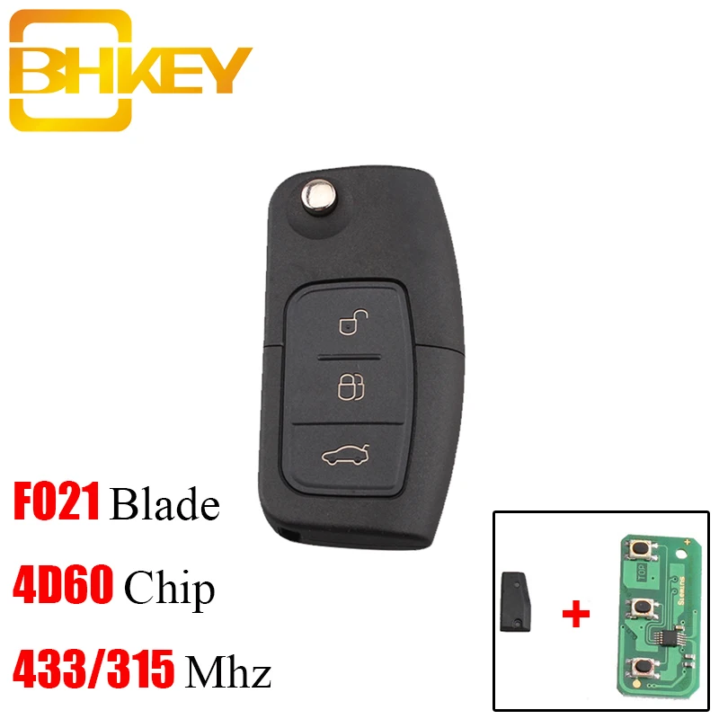 BHKEY 3Buttons 433Mhz For FORD Mondeo Focus Fiesta Transponder Chip 4D60 or 4D63 Chip Folding Remote Car key Fob
BHKEY 3Buttons 433Mhz For FORD Mondeo Focus Fiesta Transponder Chip 4D60 or 4D63 Chip Folding Remote Car key Fob