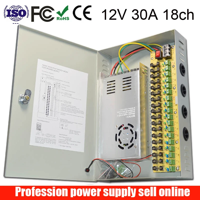 18 channel DC12V 30A CCTV Camera Power Box IR Illuminator Control for DVR CCTV Camera switching Power Supply Boxs 18CH Ports 30A
18 channel DC12V 30A CCTV Camera Power Box IR Illuminator Control for DVR CCTV Camera switching Power Supply Boxs 18CH Ports 30A
