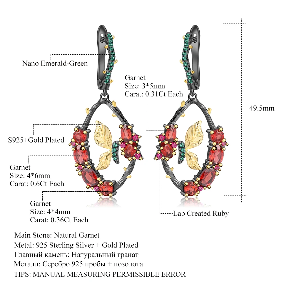 GEM'S BALLET 925 Sterling Silver Gemstone Earrings Handmade Butterfly Drop Earrings 5.13Ct Natural Oval Garnet for Women Wedding 
GEM'S BALLET 925 Sterling Silver Gemstone Earrings Handmade Butterfly Drop Earrings 5.13Ct Natural Oval Garnet for Women Wedding