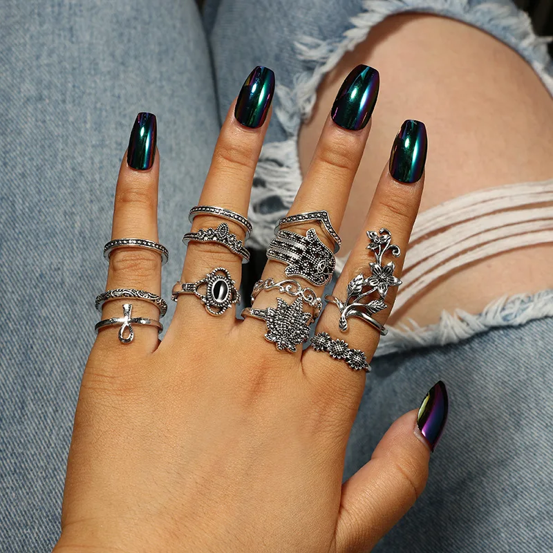 84 Pieces/Lot Flower Rings Set Women Antique Silver Color Lotus Totem Geometric Hand Cross Crown Knuckle Midi Finger Jewelry
84 Pieces/Lot Flower Rings Set Women Antique Silver Color Lotus Totem Geometric Hand Cross Crown Knuckle Midi Finger Jewelry