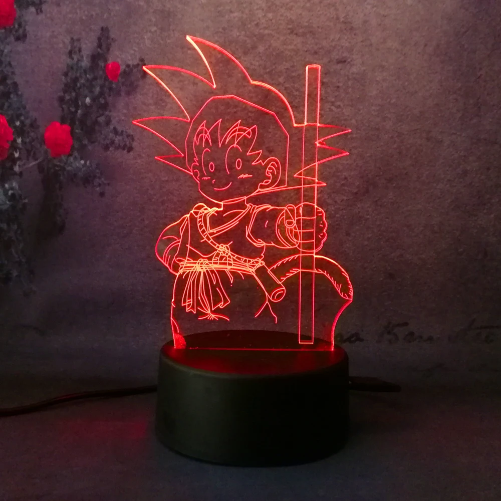 Новый lampara Dragon Ball Супер Saiyan God Son Goku LED 3D 7 цветов настольная лампа ночник домашний