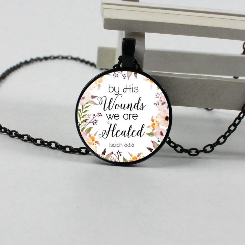 Through His Brushing We Are Healed Isaiah 53 5 Bible Verse Necklace Glass Tile Pendant Fashion Jewelry Men Women Christian Gift
Through His Brushing We Are Healed Isaiah 53 5 Bible Verse Necklace Glass Tile Pendant Fashion Jewelry Men Women Christian Gift