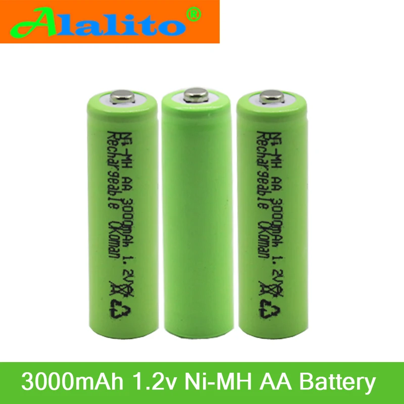 4 ~ 20'PCS/lote 1 2 V AA 3000mAh NI MH Предварительно заряженный аккумулятор аккумуляторная