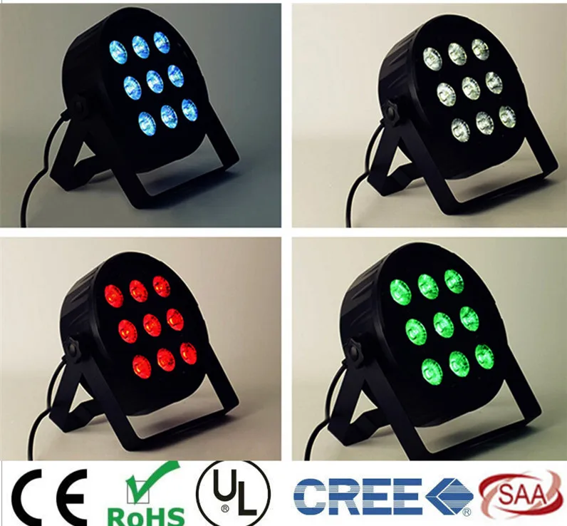 9x12 Вт Светодиодный светильник SlimPar Quad RGBWA UV 6in1 dj par Светильник светодиодный DJ Wash
