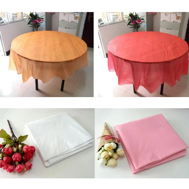 100pcs Disposable Round Birthday Party Table Cloth Pure Color Waterproof Round Plastic Table Cover Tablecloth 213*213cm ZA6200 
100pcs Disposable Round Birthday Party Table Cloth Pure Color Waterproof Round Plastic Table Cover Tablecloth 213*213cm ZA6200