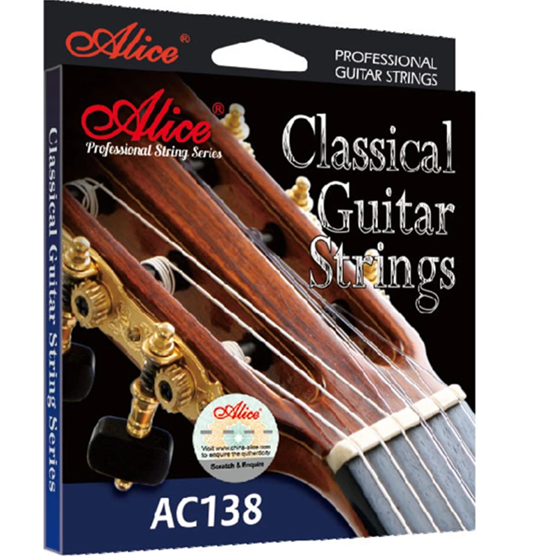 Alice AC138H Classical Guitar Strings E-1,B-2, G-3 crystal nylon. D-4, A-5, E-6 silver-plated 85/15 bronze wound string
Alice AC138H Classical Guitar Strings E-1,B-2, G-3 crystal nylon. D-4, A-5, E-6 silver-plated 85/15 bronze wound string