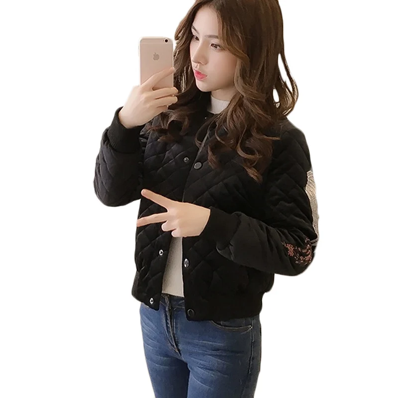 Women Gold velvet Warm Cotton coat Jacket Autumn Winter new Embroidered Cotton Jackets Womens Short Parkas Baseball uniform F710
Women Gold velvet Warm Cotton coat Jacket Autumn Winter new Embroidered Cotton Jackets Womens Short Parkas Baseball uniform F710