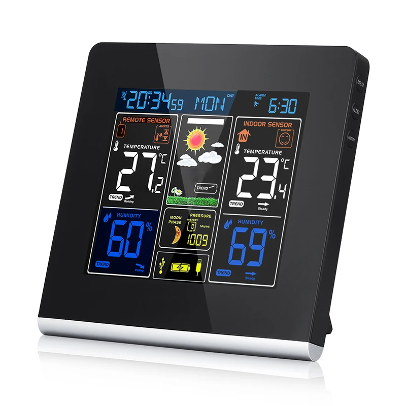 Wireless Weather Station with Indoor Outdoor Sensor Digital Alarm DCF Clocks Forecast Weather Station
Wireless Weather Station with Indoor Outdoor Sensor Digital Alarm DCF Clocks Forecast Weather Station