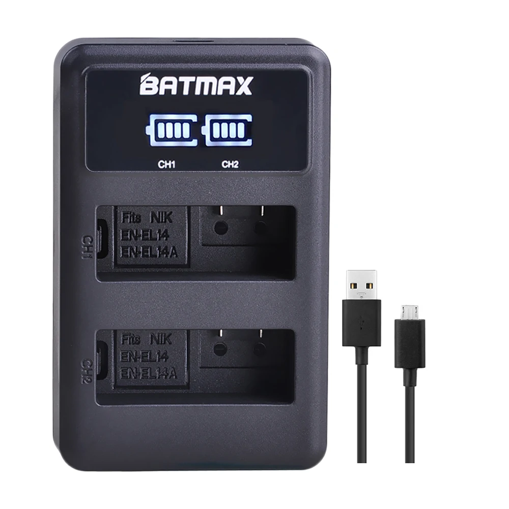 Batmax 3pcs EN-EL14 EN EL14a EL14 Camera Battery+LED Dual USB Charger for Nikon P7800 P7000 D5500 D5300 D5200 D3300 D5600 D3400 |