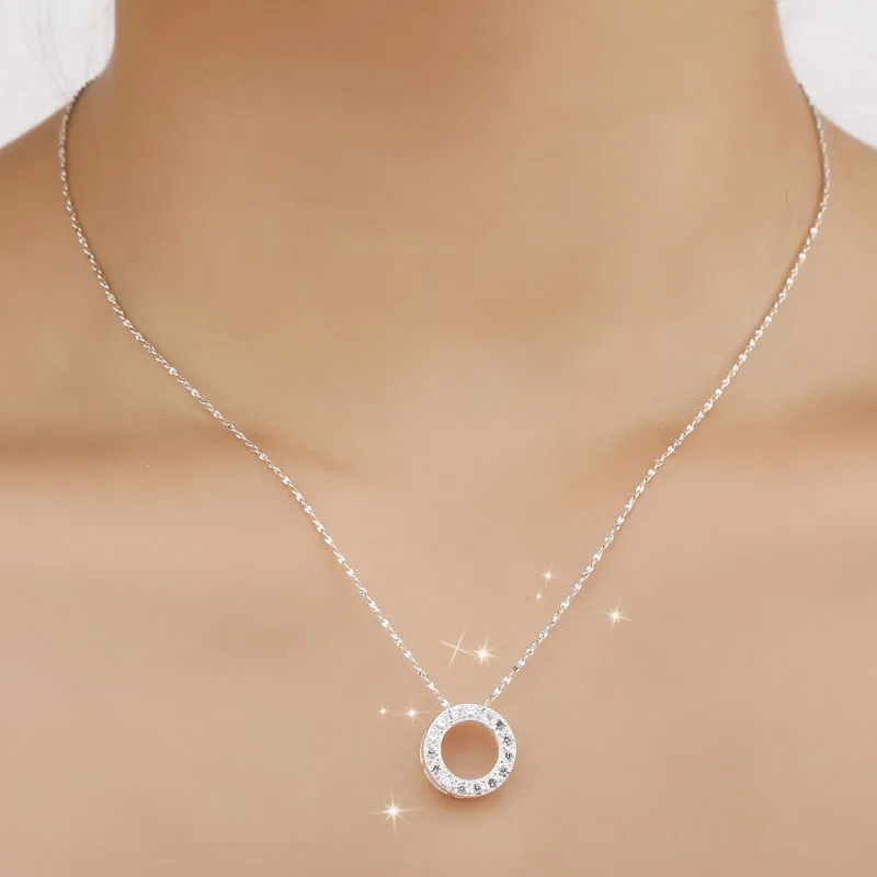 high quality 925 Sterling silver Pendant with chain simple fashion crystal women jewelry circle round hollow Necklace gift
high quality 925 Sterling silver Pendant with chain simple fashion crystal women jewelry circle round hollow Necklace gift