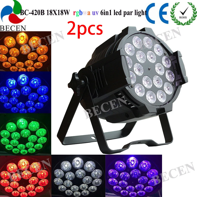 2 шт. 18x18 Вт 6in1 RGBWA UV светодиод par light dmx 512 dj размытый свет сценический свет|dj wash lights|led