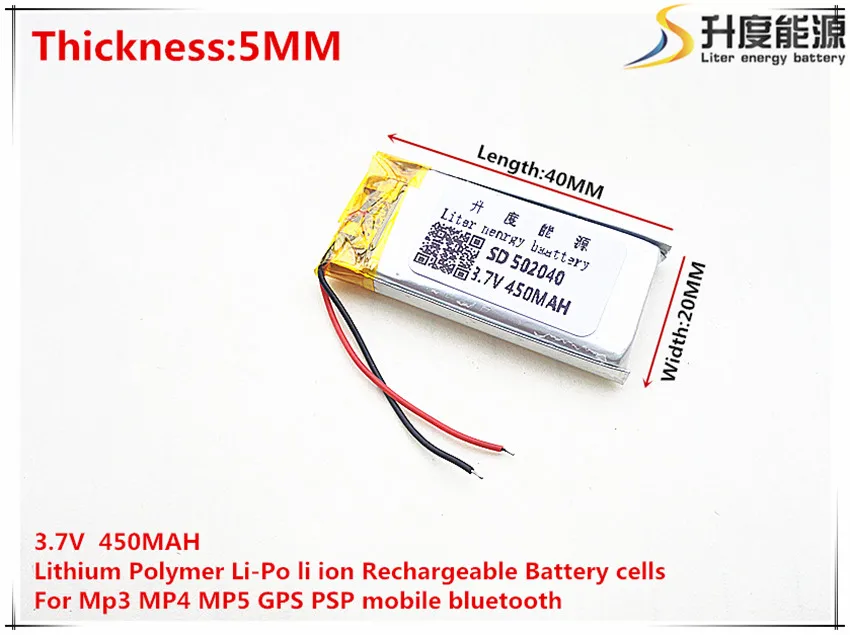 3 7 V 450mAh 502040 литий полимерный ионный аккумулятор для Mp3 MP4 MP5 GPS Мобильный