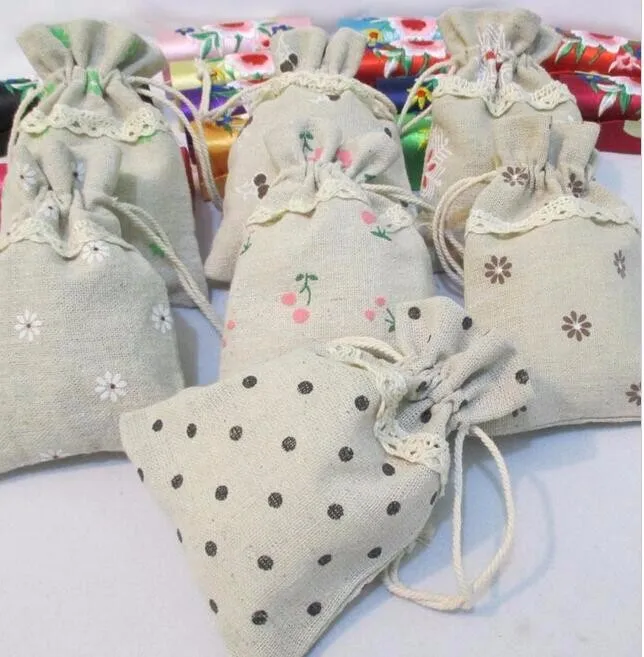 

30Pcs Linen Cotton Drawstring Bag 9.5*13CM Jewelry Bag Decorative Bags Christmas/Wedding Gift Pouch Product Packaging Bags