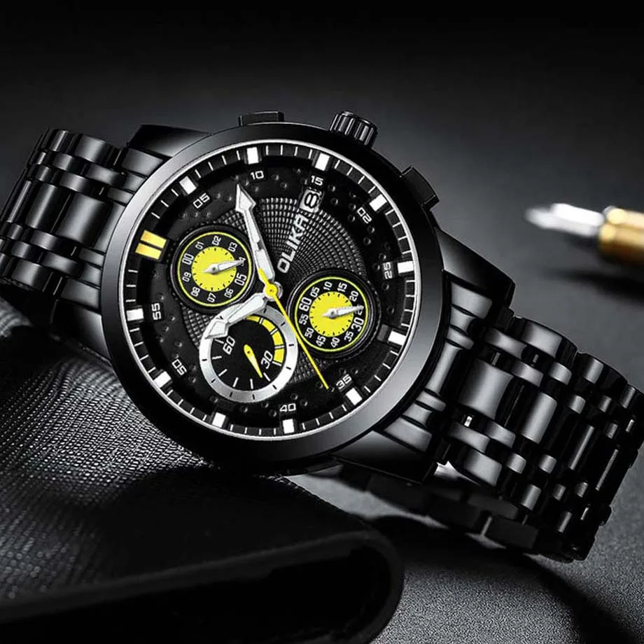 

2020 новые часы Мужские люксовый бренд хронограф мужские спортивные часы водонепроницаемые полностью Стальные кварцевые мужские часы Relogio ...
