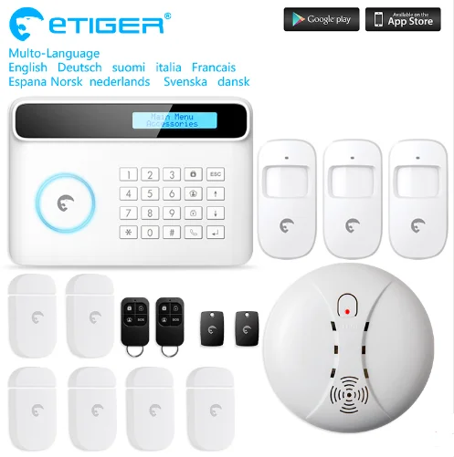 DIY Home Smart Security Alarm Etiger GSM Alarm System Time Arm disarm Home Security Gardian Alarm System With App SMS Push alert
DIY Home Smart Security Alarm Etiger GSM Alarm System Time Arm disarm Home Security Gardian Alarm System With App SMS Push alert