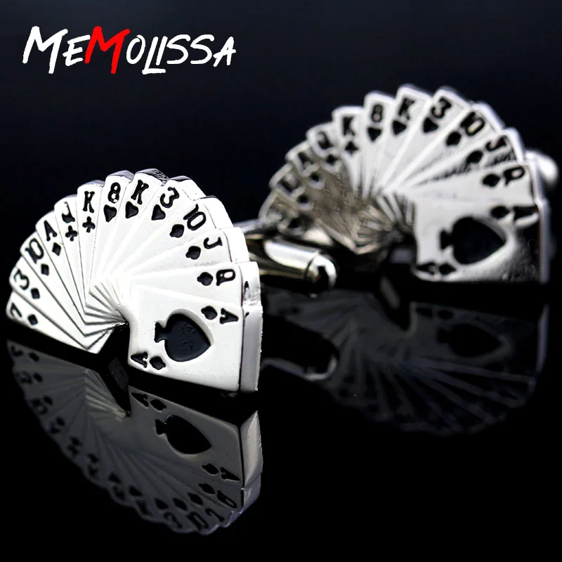 MeMolissa Casual Style Cufflinks 13 Playing Cards Design Silvery Black Enamel Plated Classic Men's Shirt Cuffs Button
MeMolissa Casual Style Cufflinks 13 Playing Cards Design Silvery Black Enamel Plated Classic Men's Shirt Cuffs Button