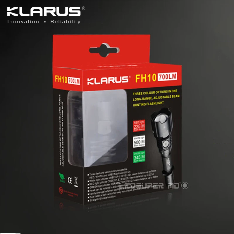Original KLARUS FH10-BAC CREE XP-L HI V3 LED Adjustable Beam Long Range Zoom Flashlight with 2600mAh Battery and Charger
Original KLARUS FH10-BAC CREE XP-L HI V3 LED Adjustable Beam Long Range Zoom Flashlight with 2600mAh Battery and Charger