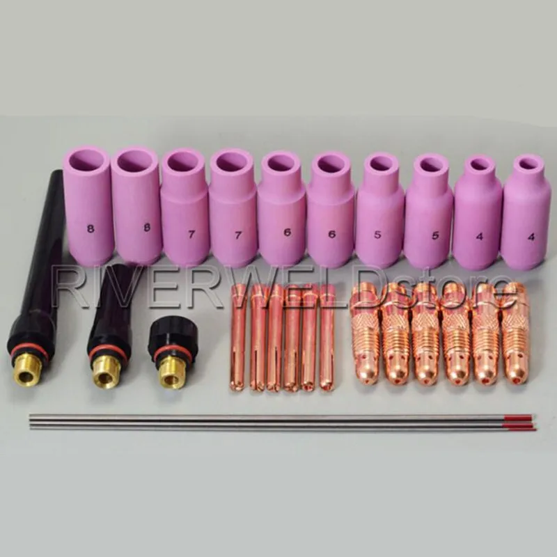 TIG KIT & TIG Welding Torch Consumables Accessories Tungsten Electrode & Back Caps & Collet Bodies FIT WP 17 18 26 Series, 28PK
TIG KIT & TIG Welding Torch Consumables Accessories Tungsten Electrode & Back Caps & Collet Bodies FIT WP 17 18 26 Series, 28PK