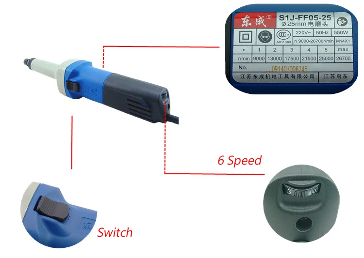 Variable 6 Speed 25mm Die Grinder. 550W Mini Grinder. Max. 25mm Mini Sander 9000-26700rpm Polisher For Metal. (3mm or 6mm Shank)
Variable 6 Speed 25mm Die Grinder. 550W Mini Grinder. Max. 25mm Mini Sander 9000-26700rpm Polisher For Metal. (3mm or 6mm Shank)