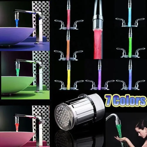 1pcs 7 Color Glow No battery Automatic Temperature Sensor Shower LED Light Water Faucet Tap wholesale Dropshipping | Дом и сад