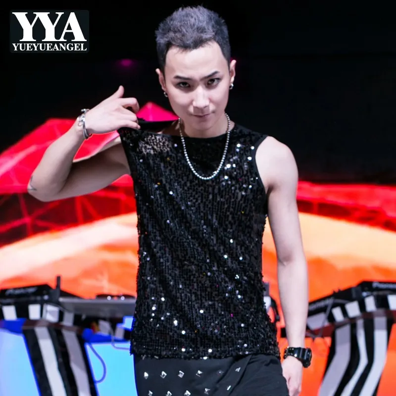 2021 New Summer Mens Slim Fit Tank Top Fashion Bling Sequins Street Dance Tops Streetwear Male Hip Hop Tank Top Night Clubwear
2021 New Summer Mens Slim Fit Tank Top Fashion Bling Sequins Street Dance Tops Streetwear Male Hip Hop Tank Top Night Clubwear