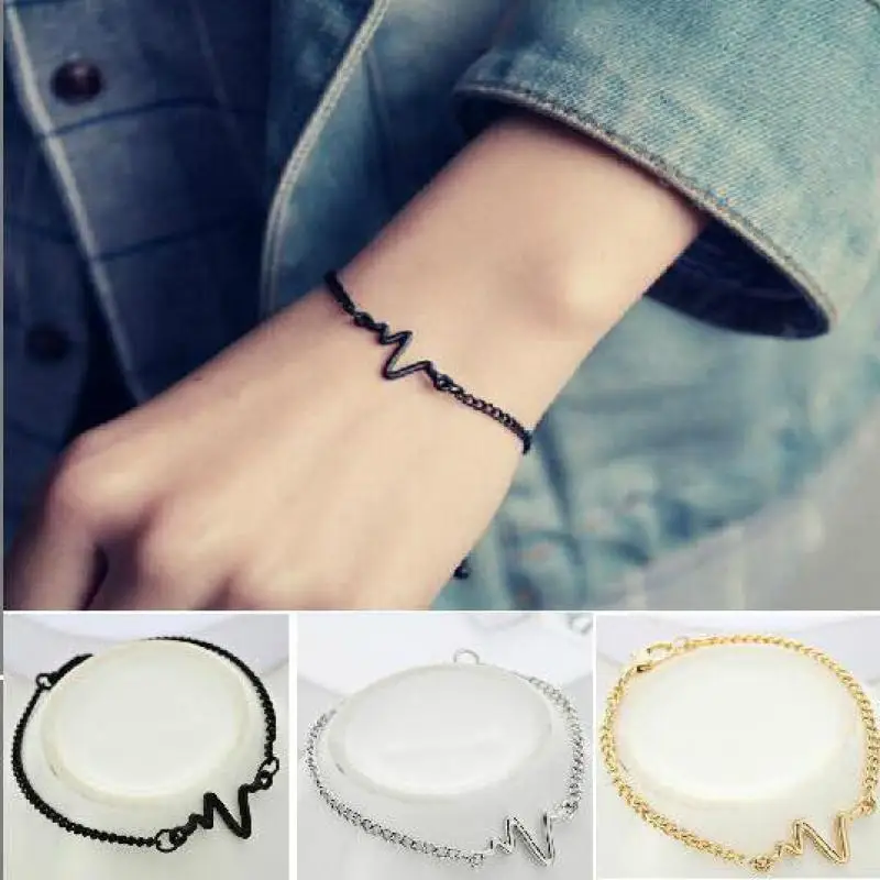 2018 New Fashion Simple Personality Bileklik Ecg Figure Lightning Bracelet Couple Heartbeat Frequency Bracelet Pulseras Mujer
2018 New Fashion Simple Personality Bileklik Ecg Figure Lightning Bracelet Couple Heartbeat Frequency Bracelet Pulseras Mujer