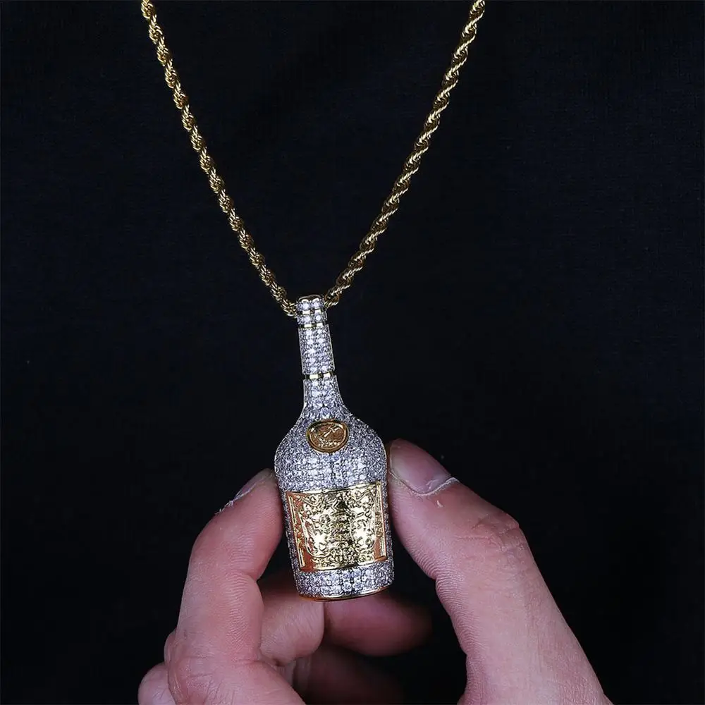 GUCY Big Wine Bottle Pendant Necklace All Iced Out Micro Pave Cubic Zirconia Men's Hip Hop Jewelry Gold Color Plated Charms Gift
GUCY Big Wine Bottle Pendant Necklace All Iced Out Micro Pave Cubic Zirconia Men's Hip Hop Jewelry Gold Color Plated Charms Gift