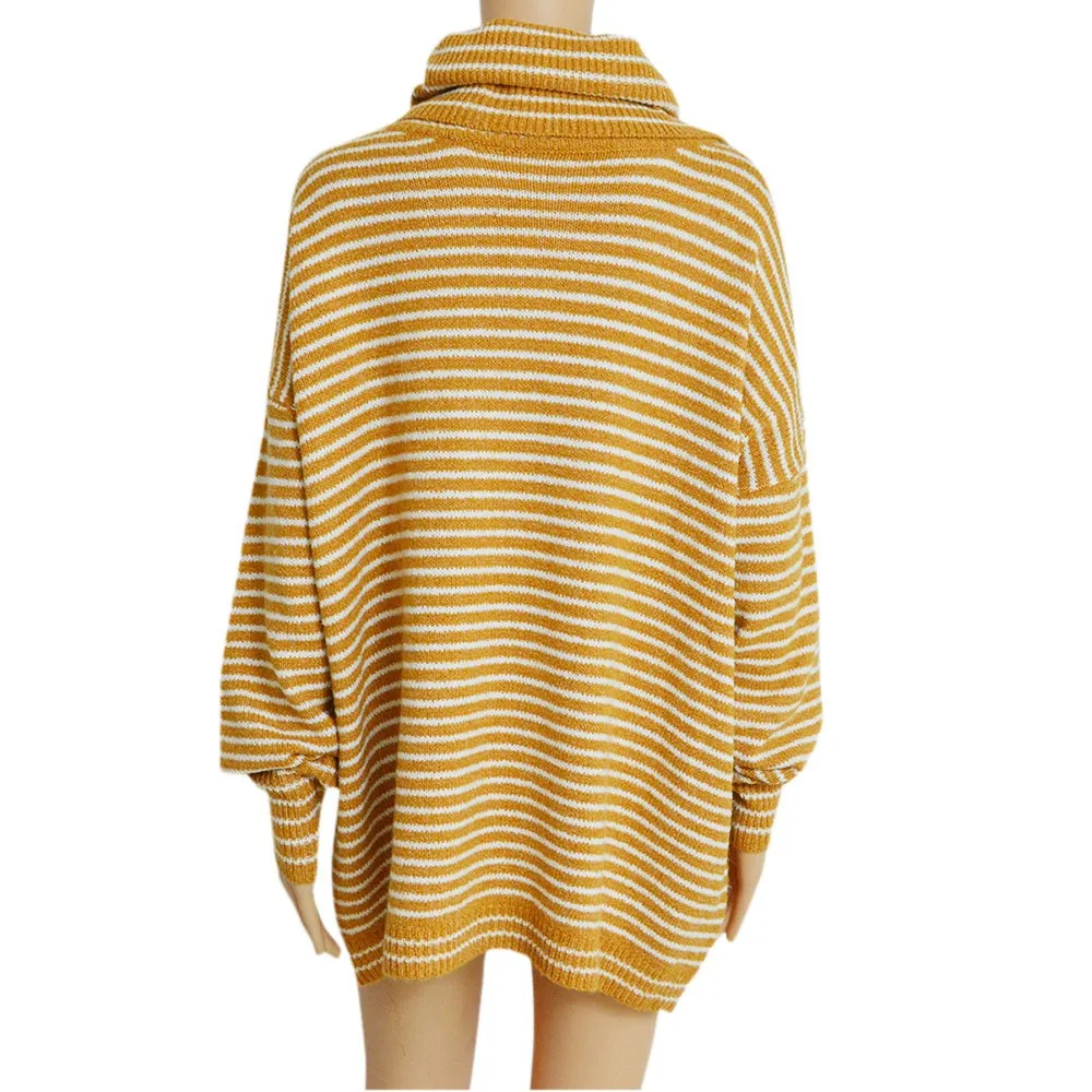 Casual Long Sleeve Knitted Sweater Long Women Warm Winter Sweater Oversize Turtleneck Loose Striped Sweater Pullover Coat
Casual Long Sleeve Knitted Sweater Long Women Warm Winter Sweater Oversize Turtleneck Loose Striped Sweater Pullover Coat