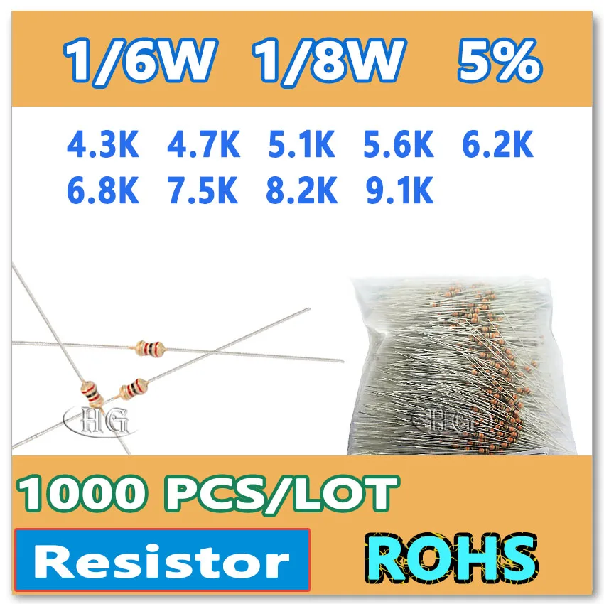 Карбоновая пленка JASNPROSMA 1000 шт./лот 5% 1/6 Вт 1/8 Вт 4,3 к 4,7 к 5,1 К 5,6 к 6,2 к 6,8 к 7,5 к 8,2 к 9,1 к, новый цветной кольцевой резистор
Карбоновая пленка JASNPROSMA 1000 шт./лот 5% 1/6 Вт 1/8 Вт 4,3 к 4,7 к 5,1 К 5,6 к 6,2 к 6,8 к 7,5 к 8,2 к 9,1 к, новый цветной кольцевой резистор