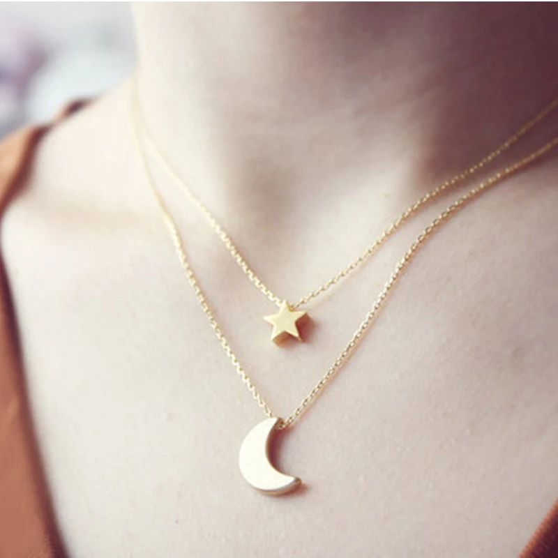 Volunge Fashion Simple Alloy Moon Star Pendant Short Necklaces Jewelry For Women Basic Design Metal Clavicle Chain Necklace
Volunge Fashion Simple Alloy Moon Star Pendant Short Necklaces Jewelry For Women Basic Design Metal Clavicle Chain Necklace