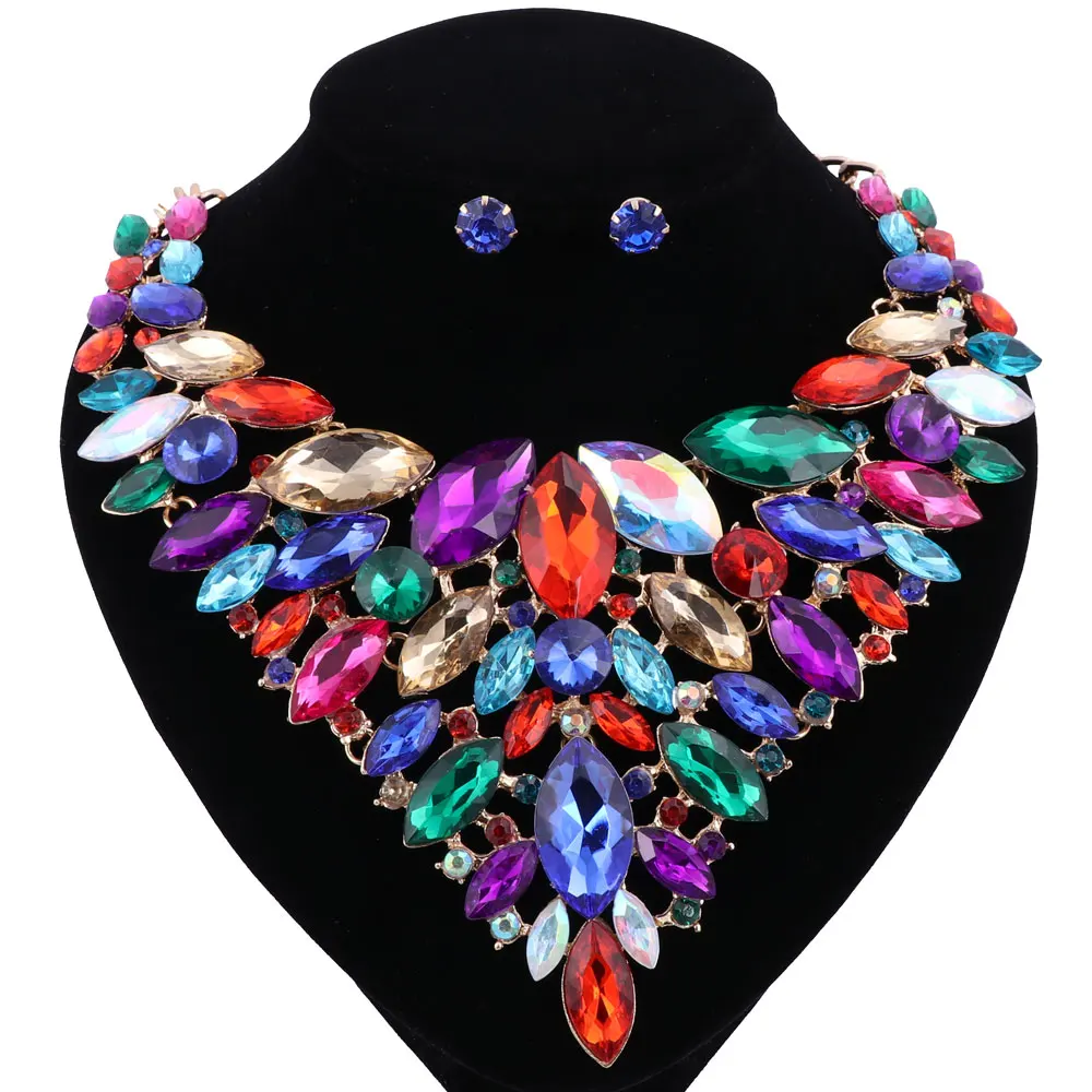 Dubai Women Romantic Crystals Drop Earrings and Pendant Necklace Wedding Party Accessories Gold Color Bridal Jewelry Sets
Dubai Women Romantic Crystals Drop Earrings and Pendant Necklace Wedding Party Accessories Gold Color Bridal Jewelry Sets