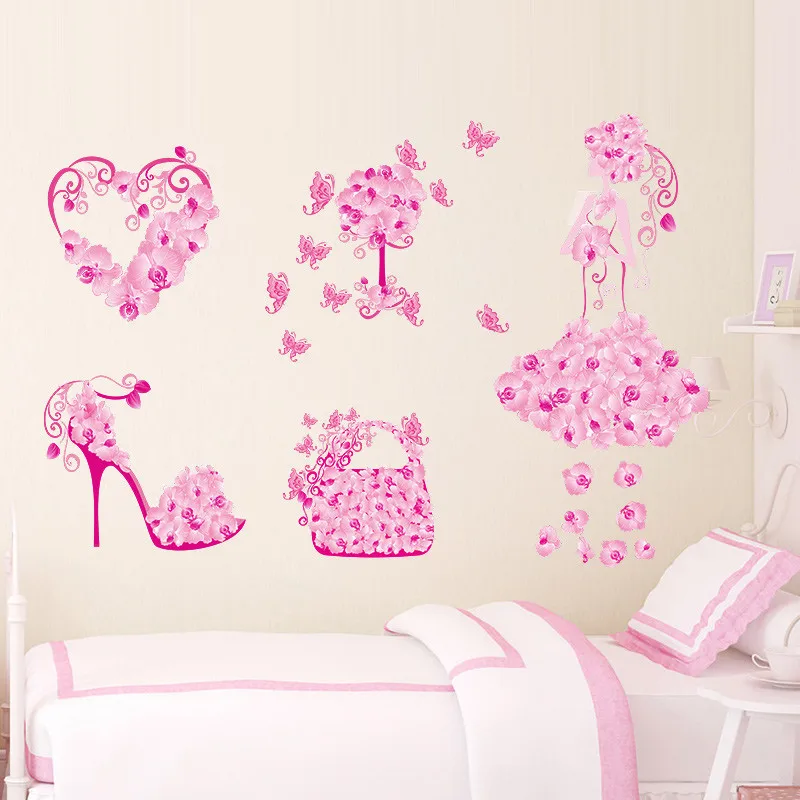 Colorful Flower Girl Bag Shoes Butterflies Wall Stickers Fior Kids Rooms Heart Wall Decals Girl's Bedroom Decor Mural Poster
Colorful Flower Girl Bag Shoes Butterflies Wall Stickers Fior Kids Rooms Heart Wall Decals Girl's Bedroom Decor Mural Poster