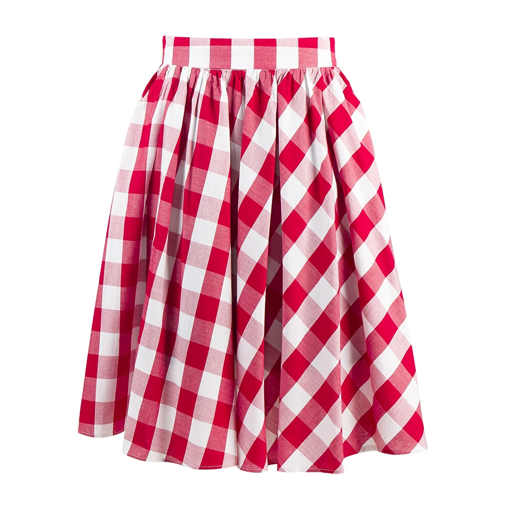 CandowLook Women Retro 50s 60s Circle Swing Red White Plaid Checked Gingham Skirt Girls Cotton Elegant Knee-Length Saia Faldas
CandowLook Women Retro 50s 60s Circle Swing Red White Plaid Checked Gingham Skirt Girls Cotton Elegant Knee-Length Saia Faldas
