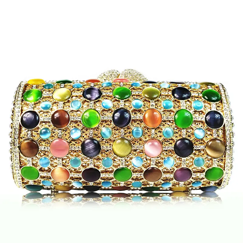 Fashion Gold Metal Evening Clutch Bag White Diamond Women Party Pure Colorful Gemstone Lady Dinner Banquet Clutches Handbags
Fashion Gold Metal Evening Clutch Bag White Diamond Women Party Pure Colorful Gemstone Lady Dinner Banquet Clutches Handbags