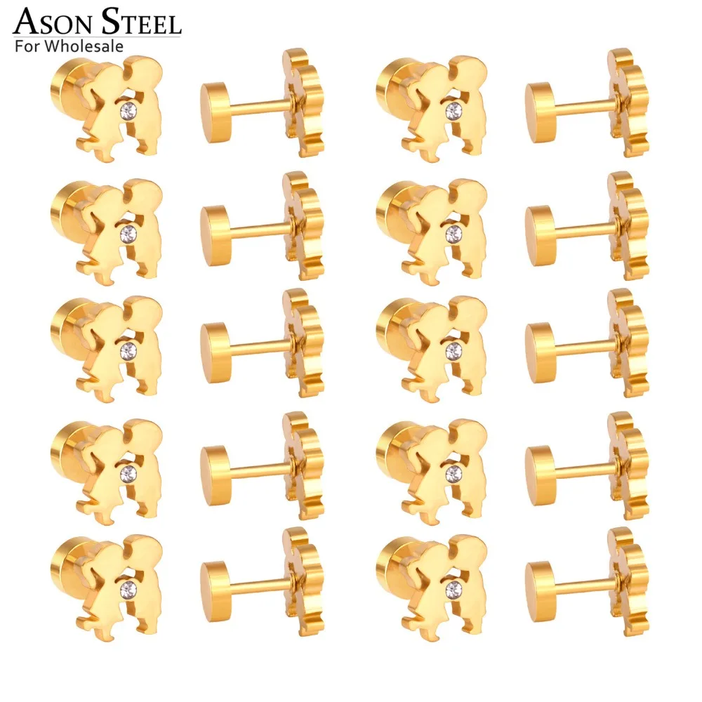ASONSTEEL Lover's Gift Stainless Steel Figure Shape Stud Earrings Gold/Silver Color 12pairs/lot Round Cubic Zirconis Earrings
ASONSTEEL Lover's Gift Stainless Steel Figure Shape Stud Earrings Gold/Silver Color 12pairs/lot Round Cubic Zirconis Earrings