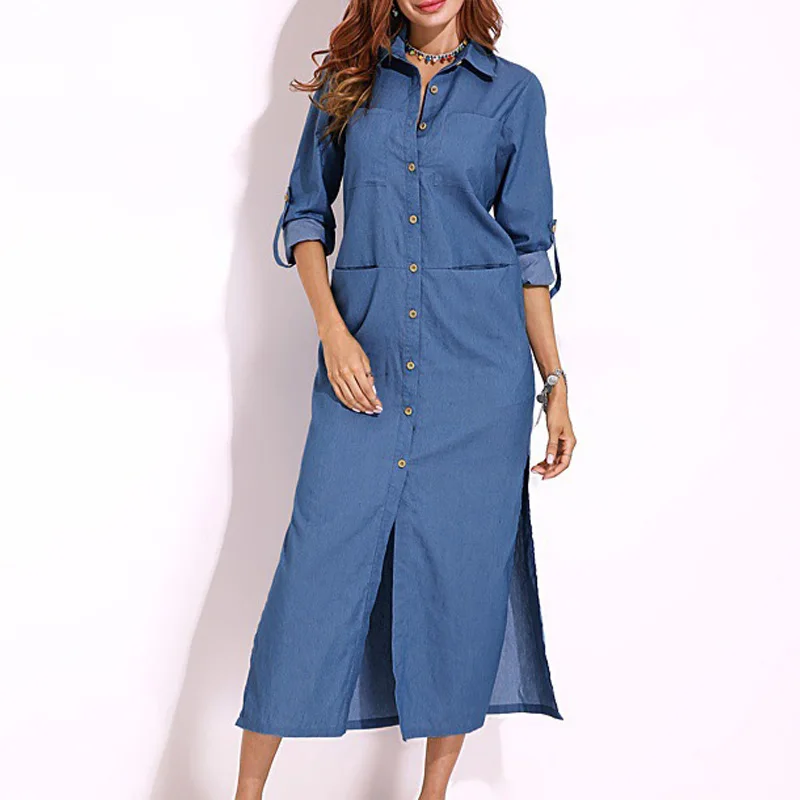 Women Long Sleeve Lapels Shirt Denim Buttons Long Shirt Dress Party Cocktail Coat XRQ88
Women Long Sleeve Lapels Shirt Denim Buttons Long Shirt Dress Party Cocktail Coat XRQ88