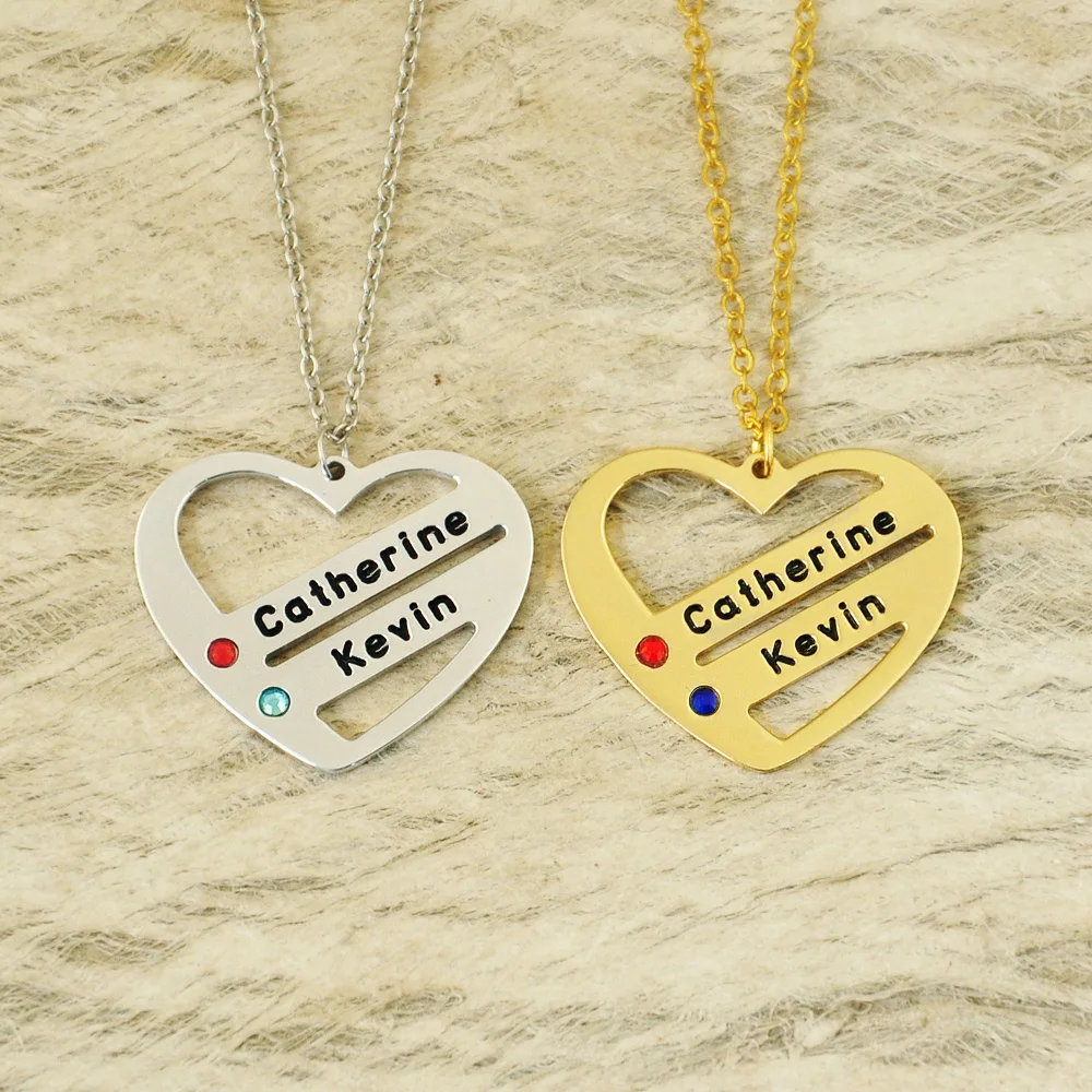 Personality Heart Pendant Necklace with Birthstones Two Name Necklace Friendship Gift
Personality Heart Pendant Necklace with Birthstones Two Name Necklace Friendship Gift