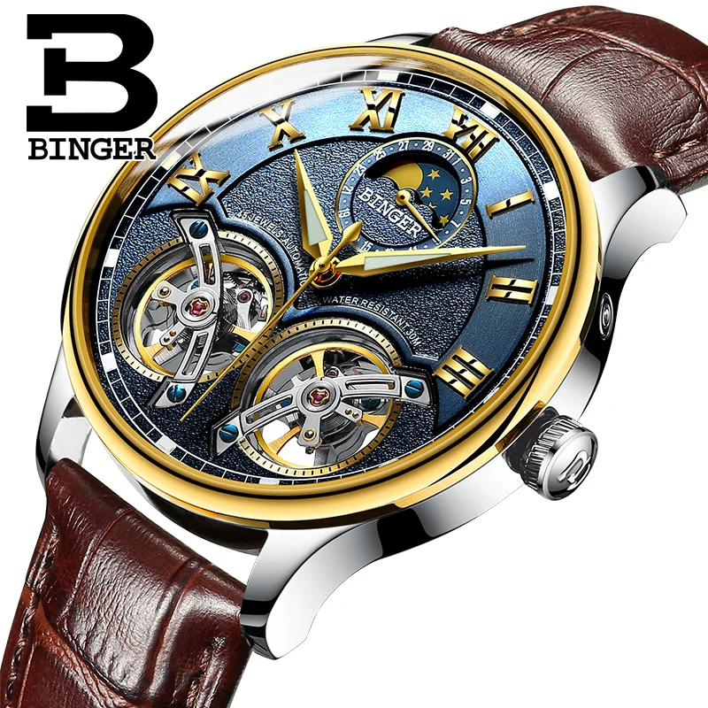 Switzerland Automatic Mechanical Men Watches BINGER Rolex Luxury Brand Skeleton Sapphire Waterproof Moon Phase Luminous B-8606M
Switzerland Automatic Mechanical Men Watches BINGER Rolex Luxury Brand Skeleton Sapphire Waterproof Moon Phase Luminous B-8606M